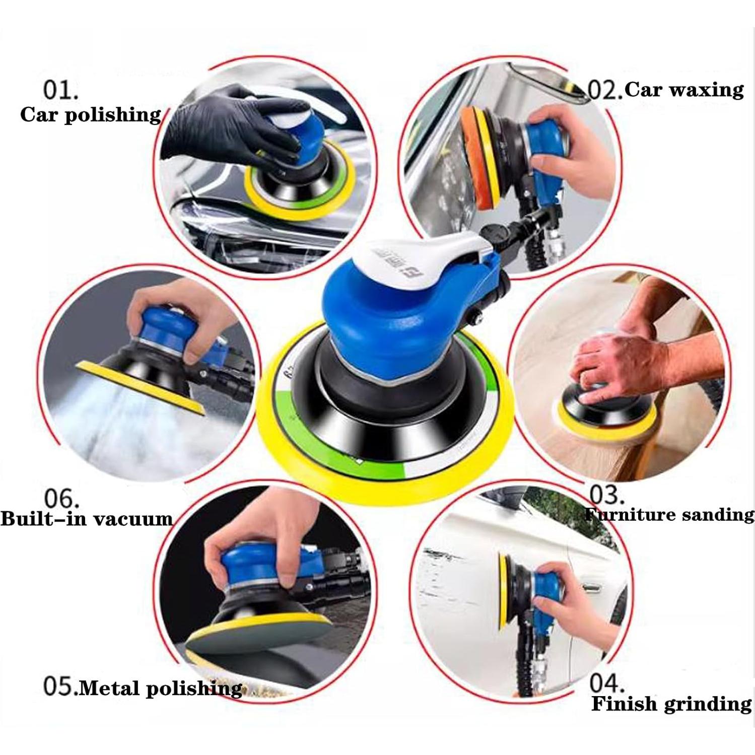 Lijadora orbital de aire BPJOWVIL 6" con vacío 12000 RPM
