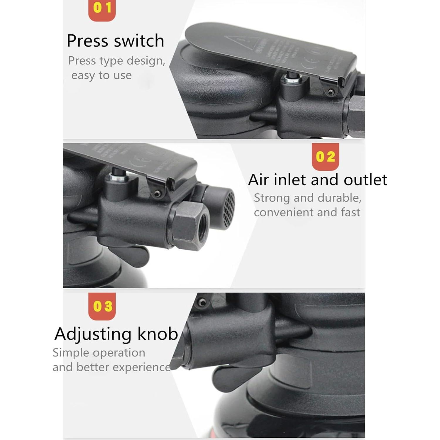 Lijadora Neumática Orbital BPJOWVIL 6" Doble Acción 12000 RPM