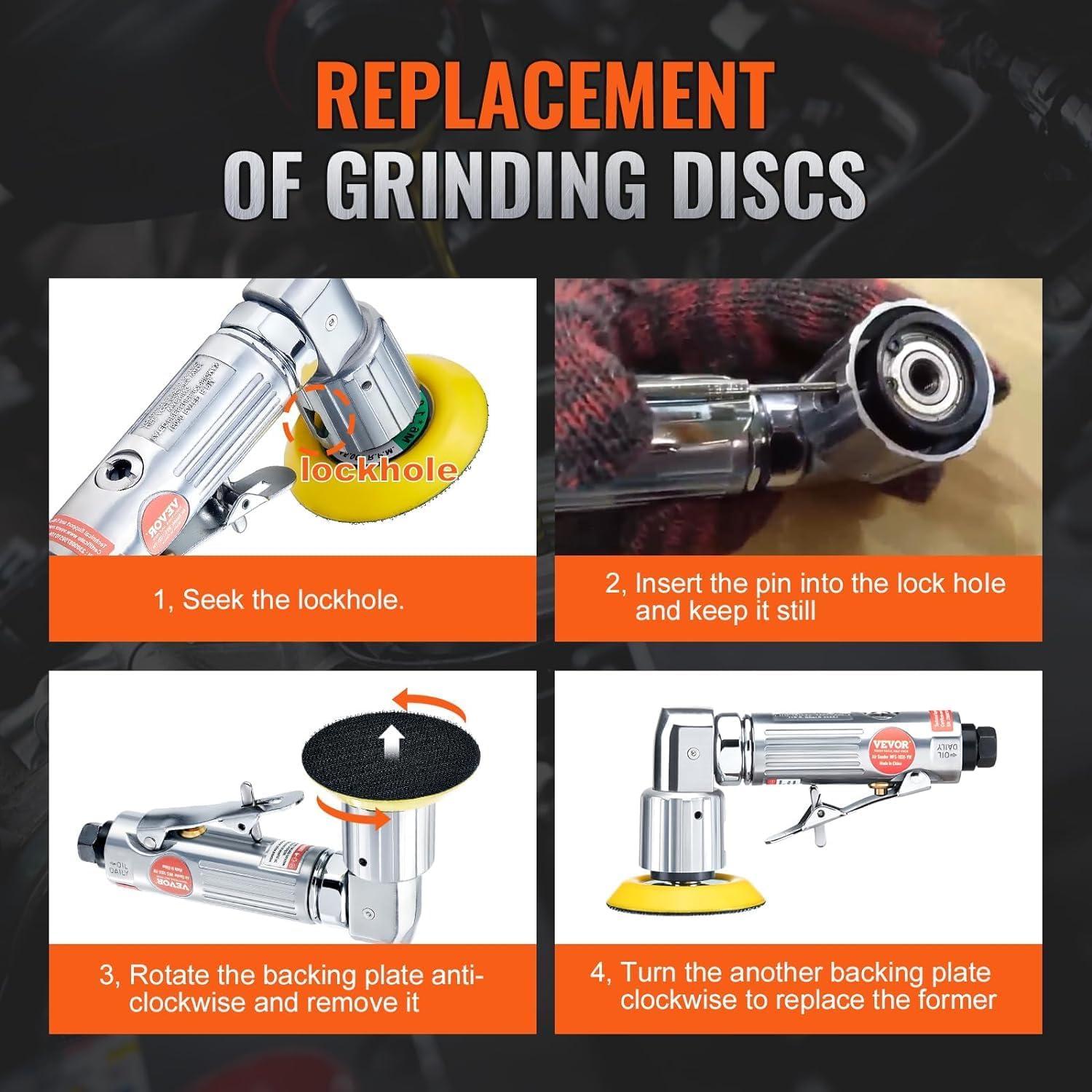 Lijadora Orbital Neumática VEVOR 15000RPM Mini 58PCS