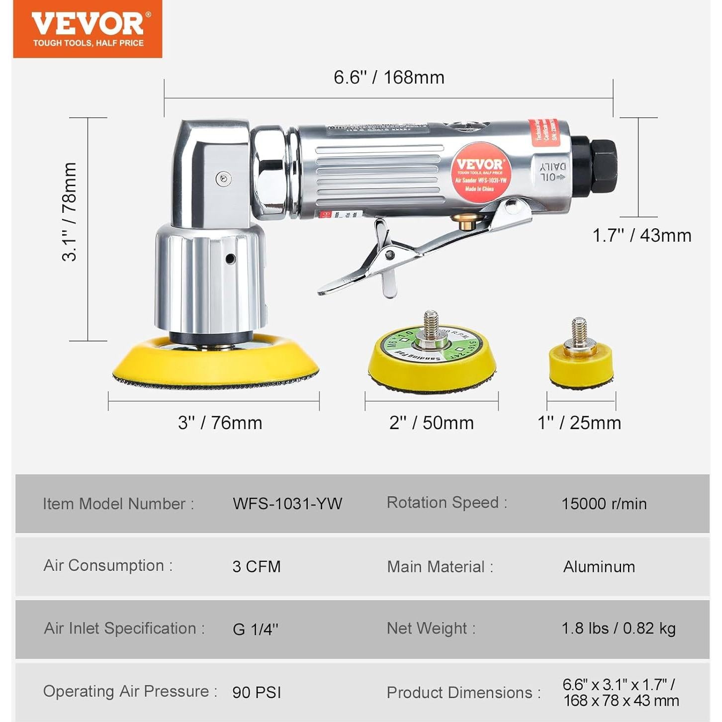 Lijadora Orbital Neumática VEVOR 15000RPM Mini 58PCS