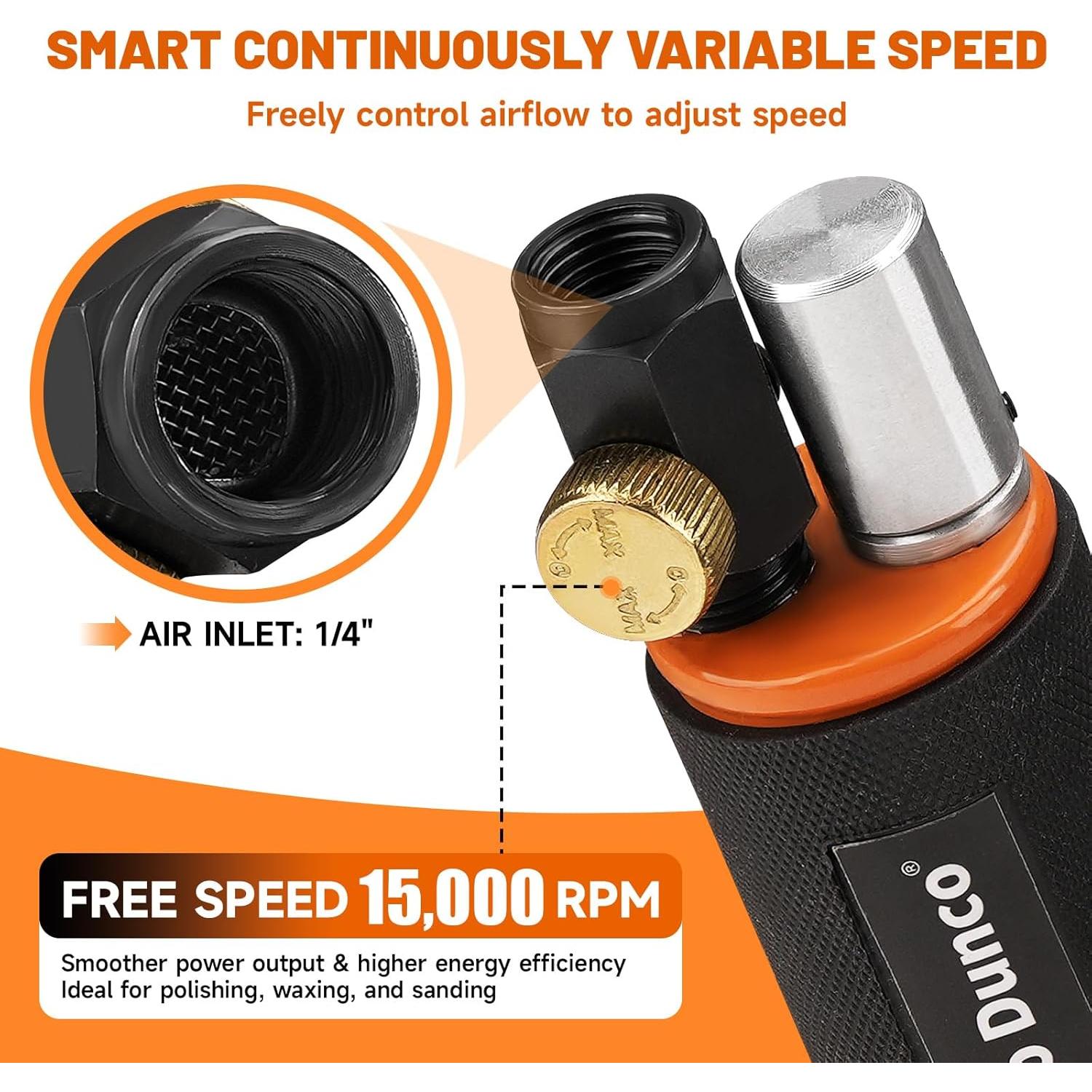 Lijadora Orbital Neumática NuoDunco 1-3" con 60 Discos