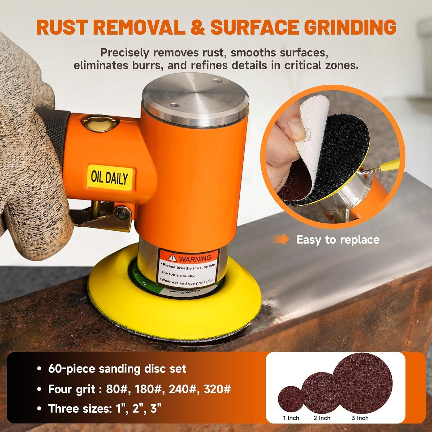 Lijadora Orbital Neumática NuoDunco 1-3" con 60 Discos