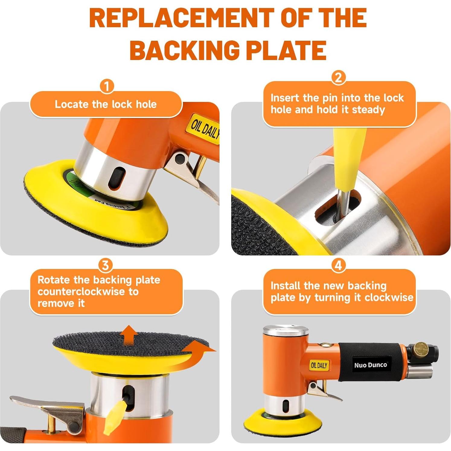Lijadora Orbital Neumática NuoDunco 1-3" con 60 Discos