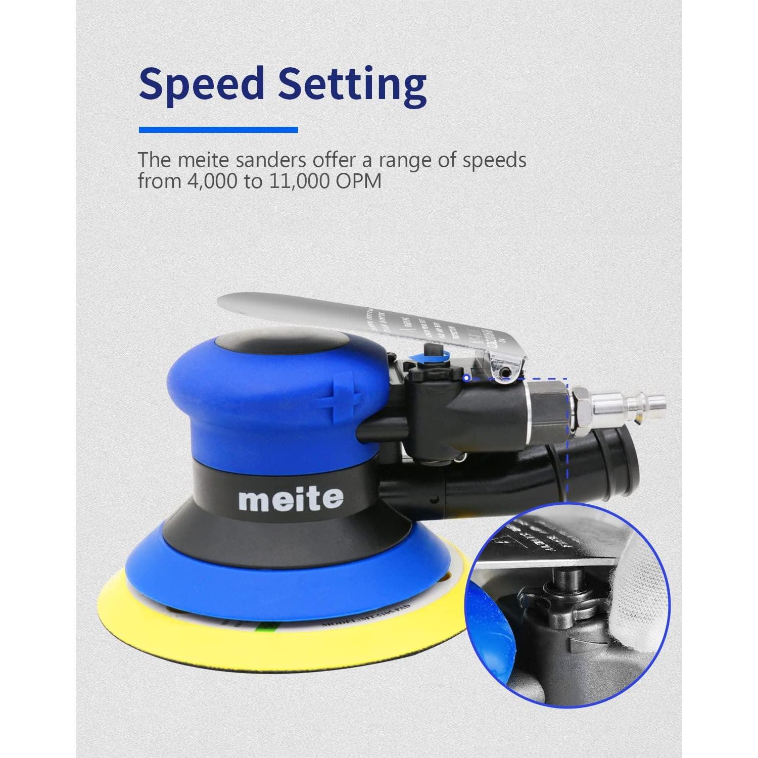 Lijadora Orbital Neumática Meite MT5105V 5" con Bolsa de Polvo
