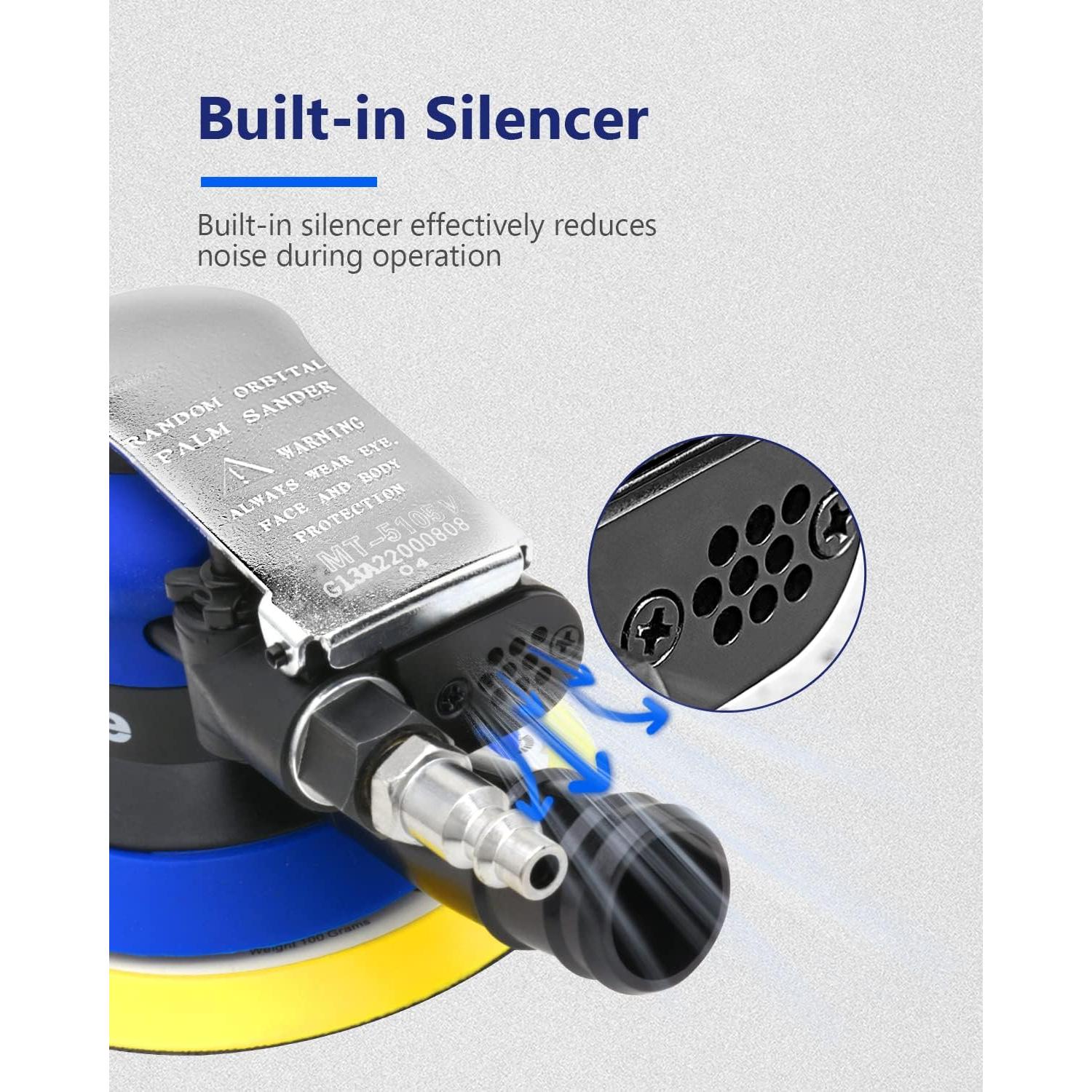 Lijadora Orbital Neumática Meite MT5105V 5" con Bolsa de Polvo