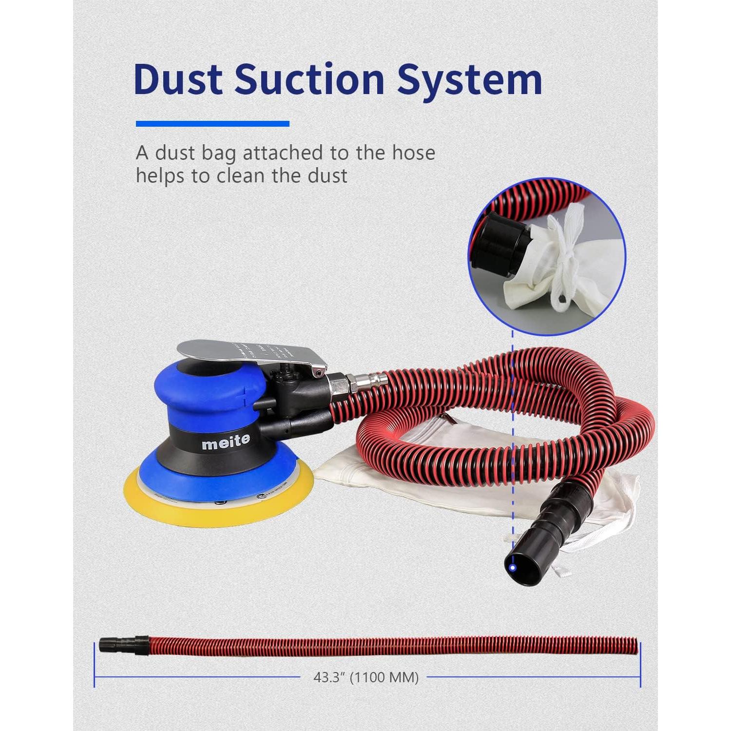 Lijadora Orbital Neumática Meite MT5105V 5" con Bolsa de Polvo