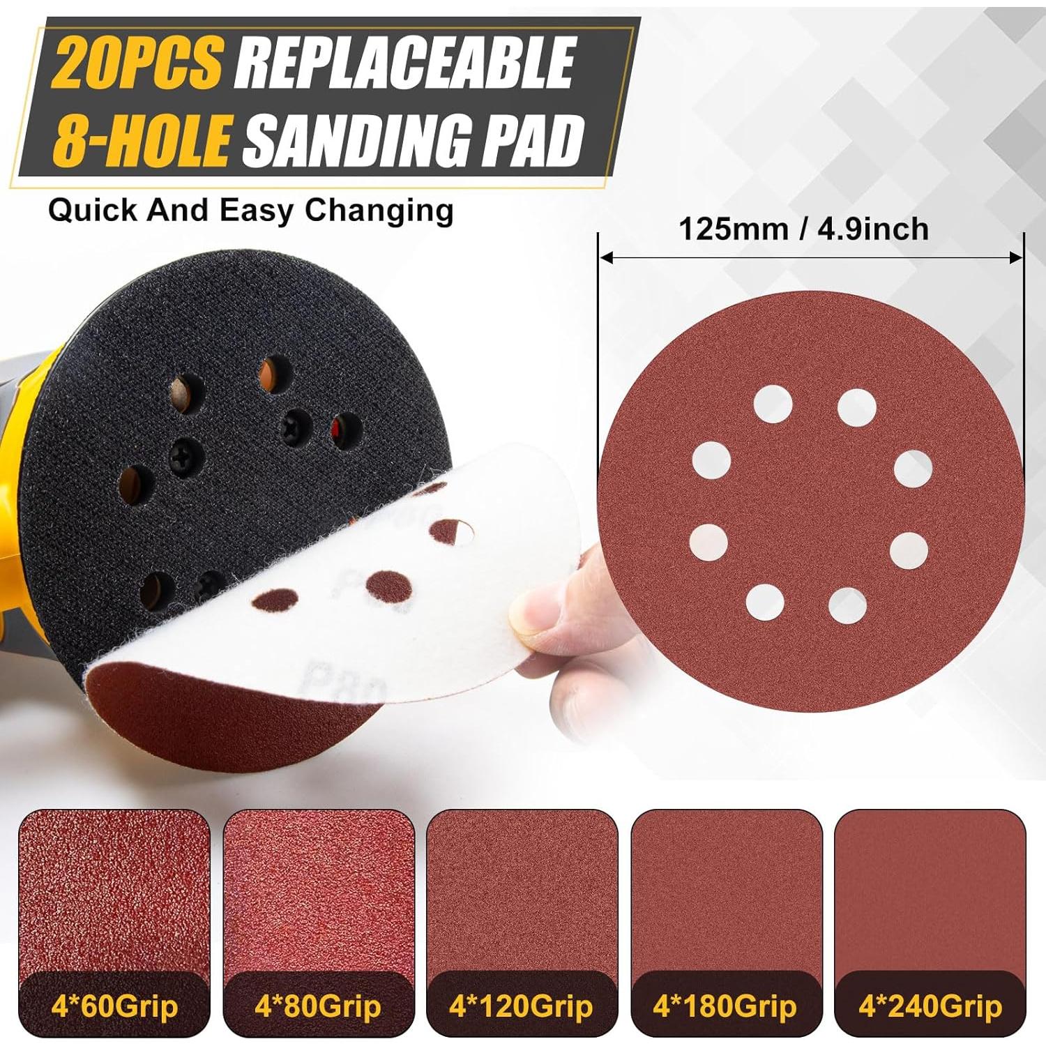 Lijadora Orbital Inalámbrica TAIRDA 20V 12000 RPM 6 Velocidades