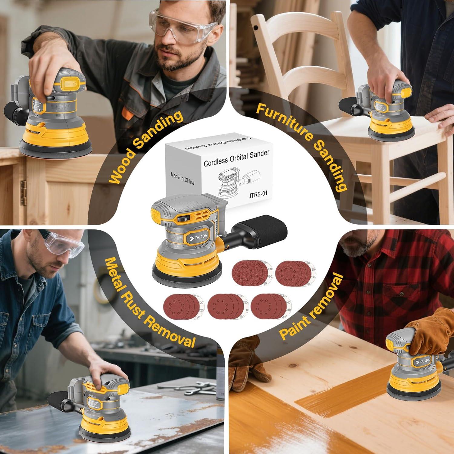 Lijadora Orbital Inalámbrica TAIRDA 20V 12000 RPM 6 Velocidades