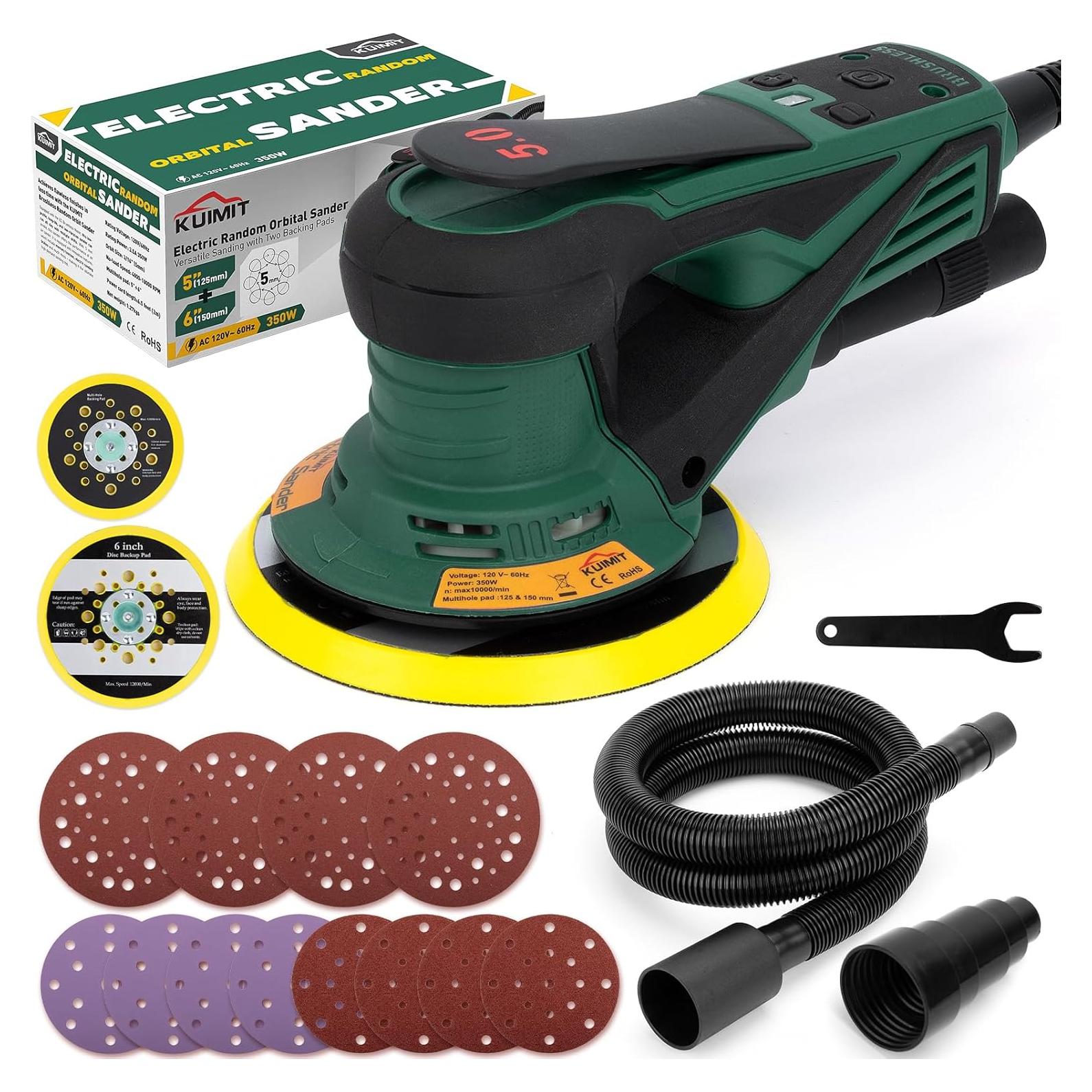Lijadora Orbital KUIMIT 350W con Almohadillas de 5" y 6"