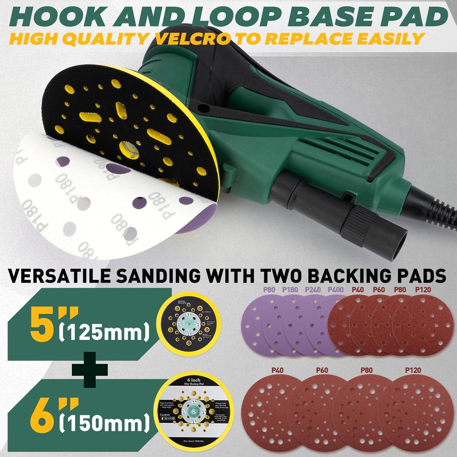 Lijadora Orbital KUIMIT 350W con Almohadillas de 5" y 6"