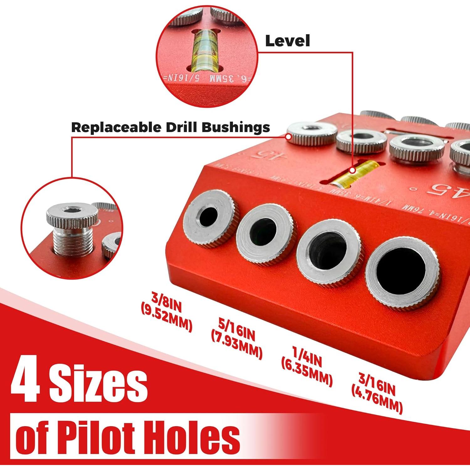 Plantilla de Guía de Taladro Angular con 4 Brocas - Aluminio