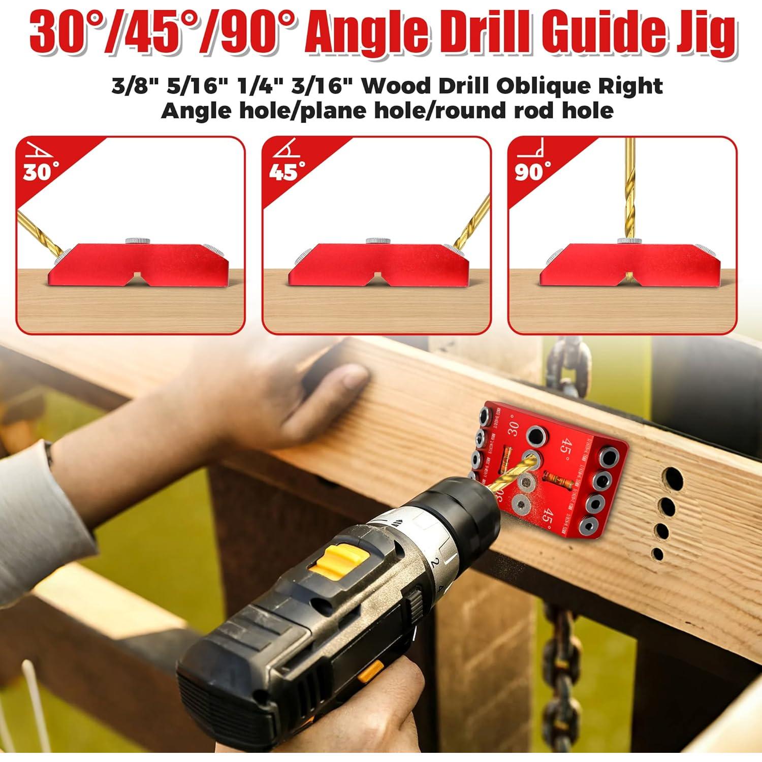 Plantilla de Guía de Taladro Angular con 4 Brocas - Aluminio