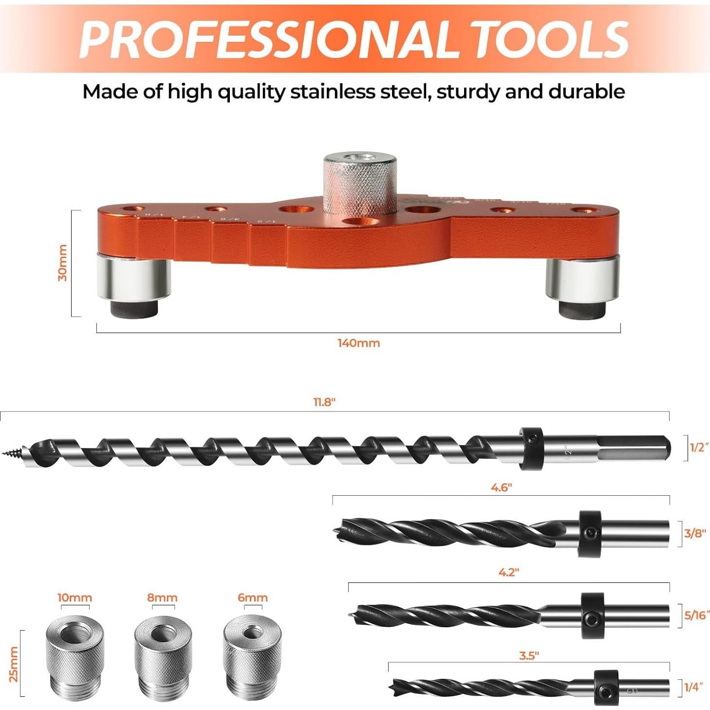 Kit Plantilla Espigas Swozzto con Brocas 6mm, 8mm, 10mm