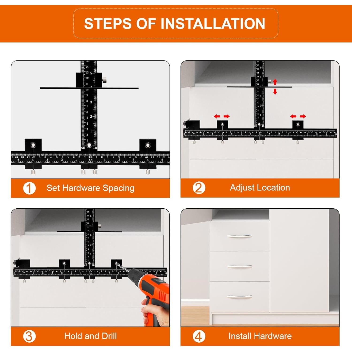 Plantilla de Perforación Ajustable GAINNEER para Gabinetes