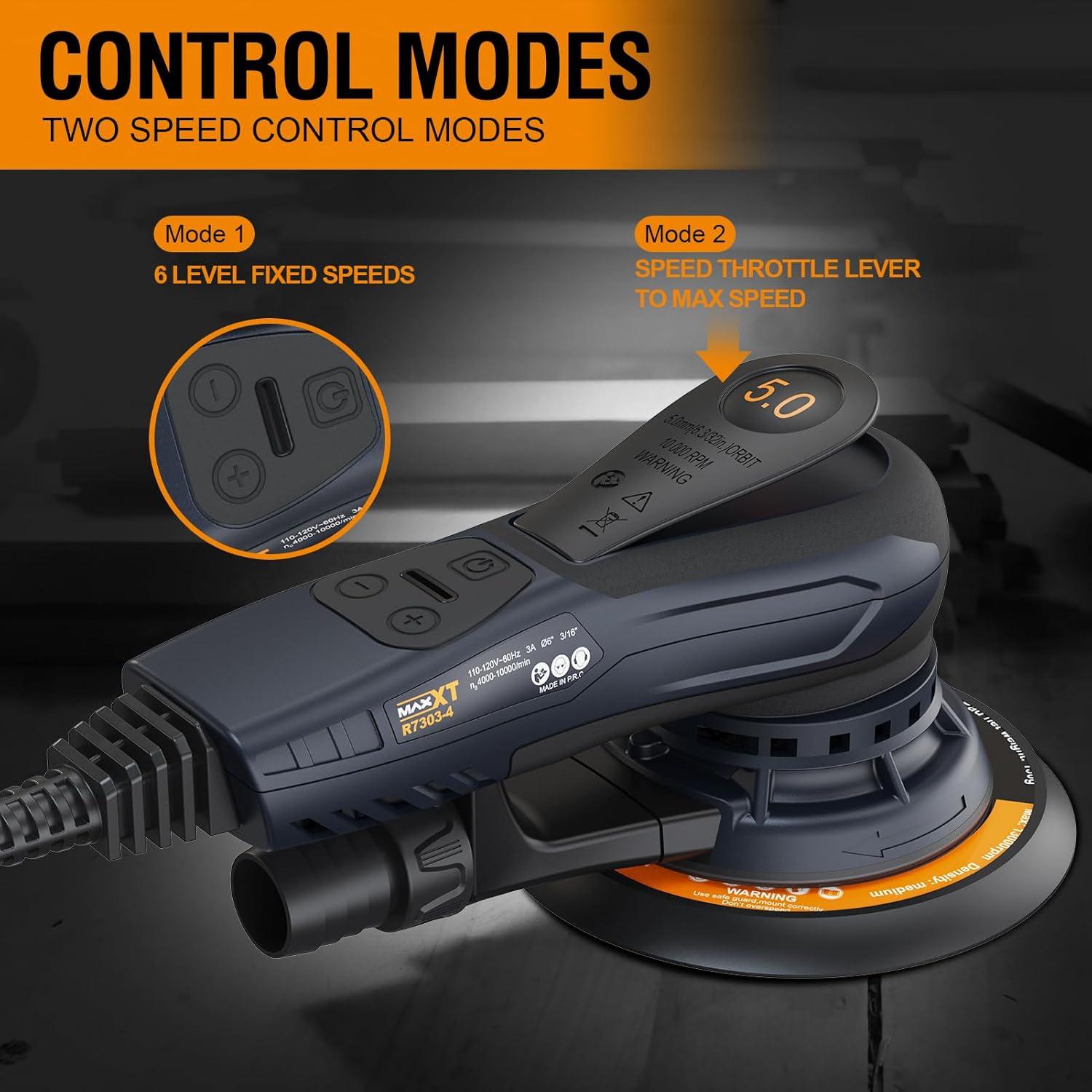 Lijadora Orbital Aleatoria Eléctrica MAXXT 350W 5mm con Estuche