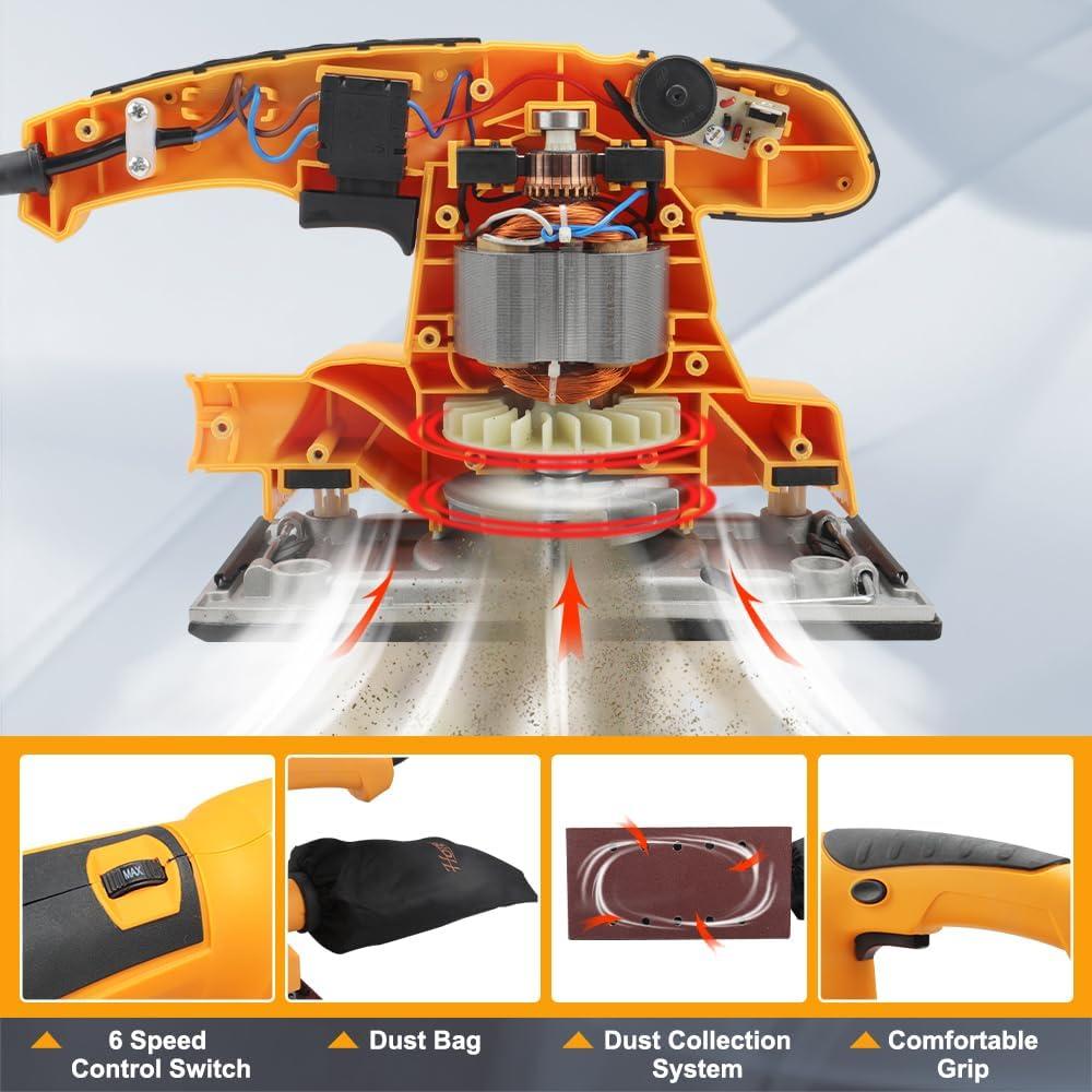 Lijadora Orbital Hoteche 3.17A 11.43x22.86cm Velocidad Variable