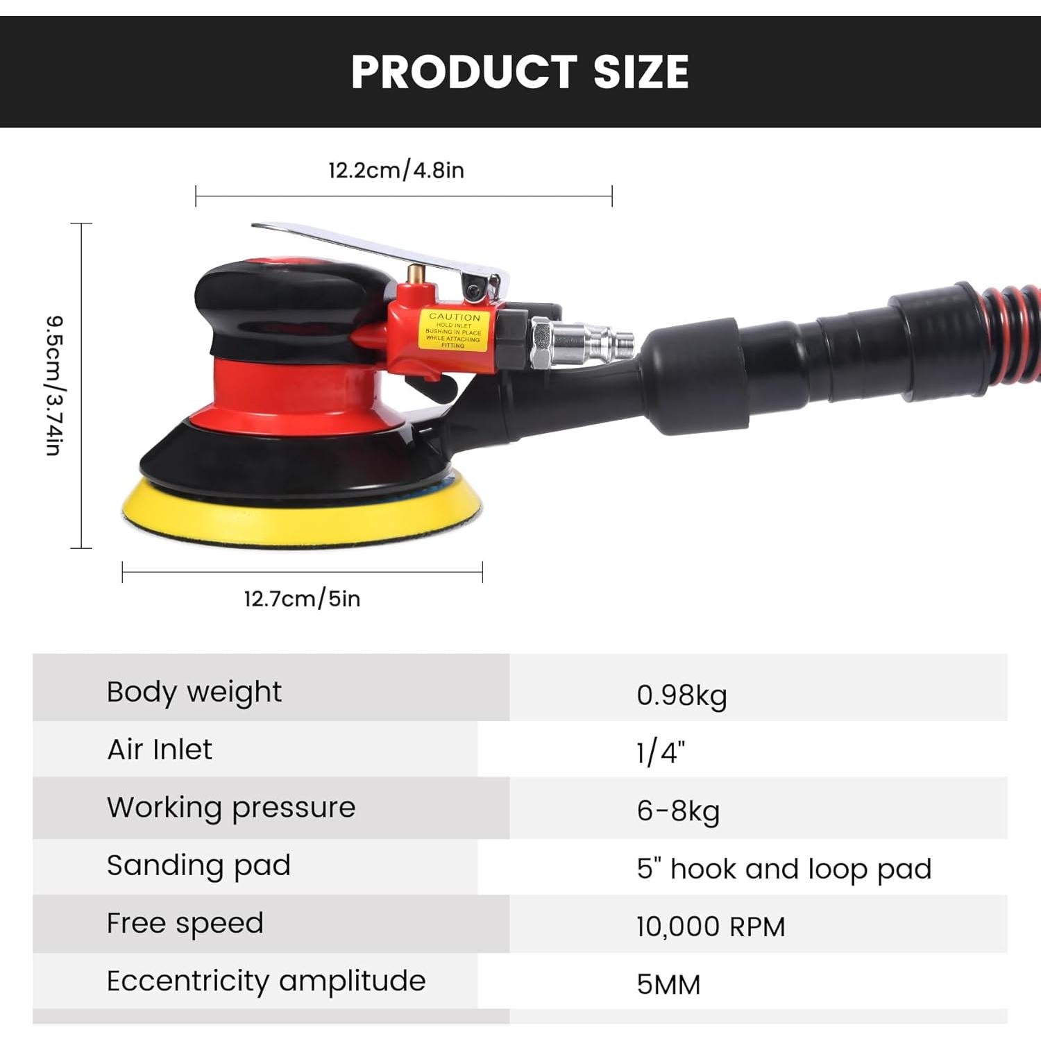 Lijadora Orbital Neumática SHININGEYES 5" Doble Acción