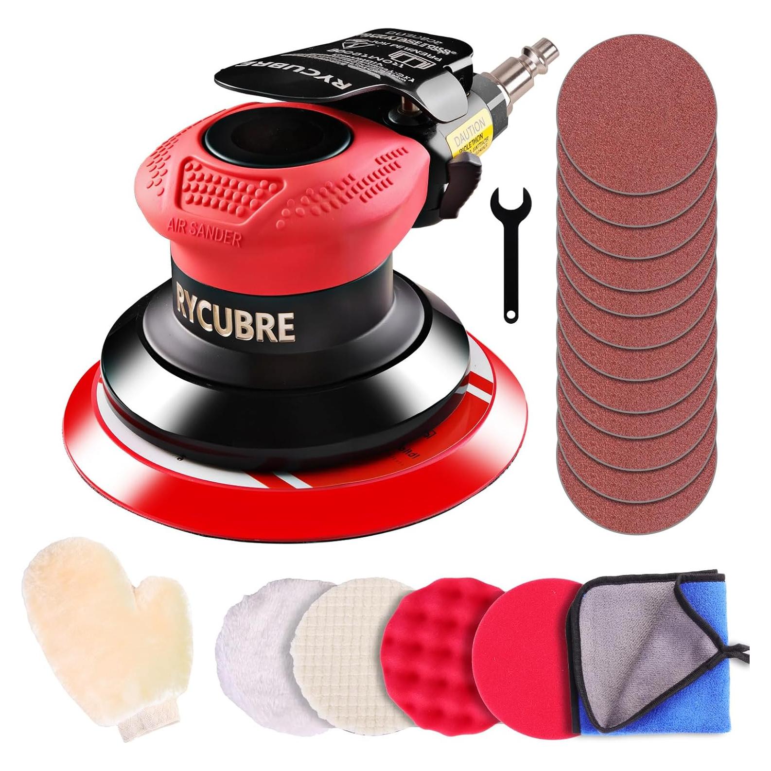 Lijadora Neumática Orbital RYCUBRE 5" con Accesorios