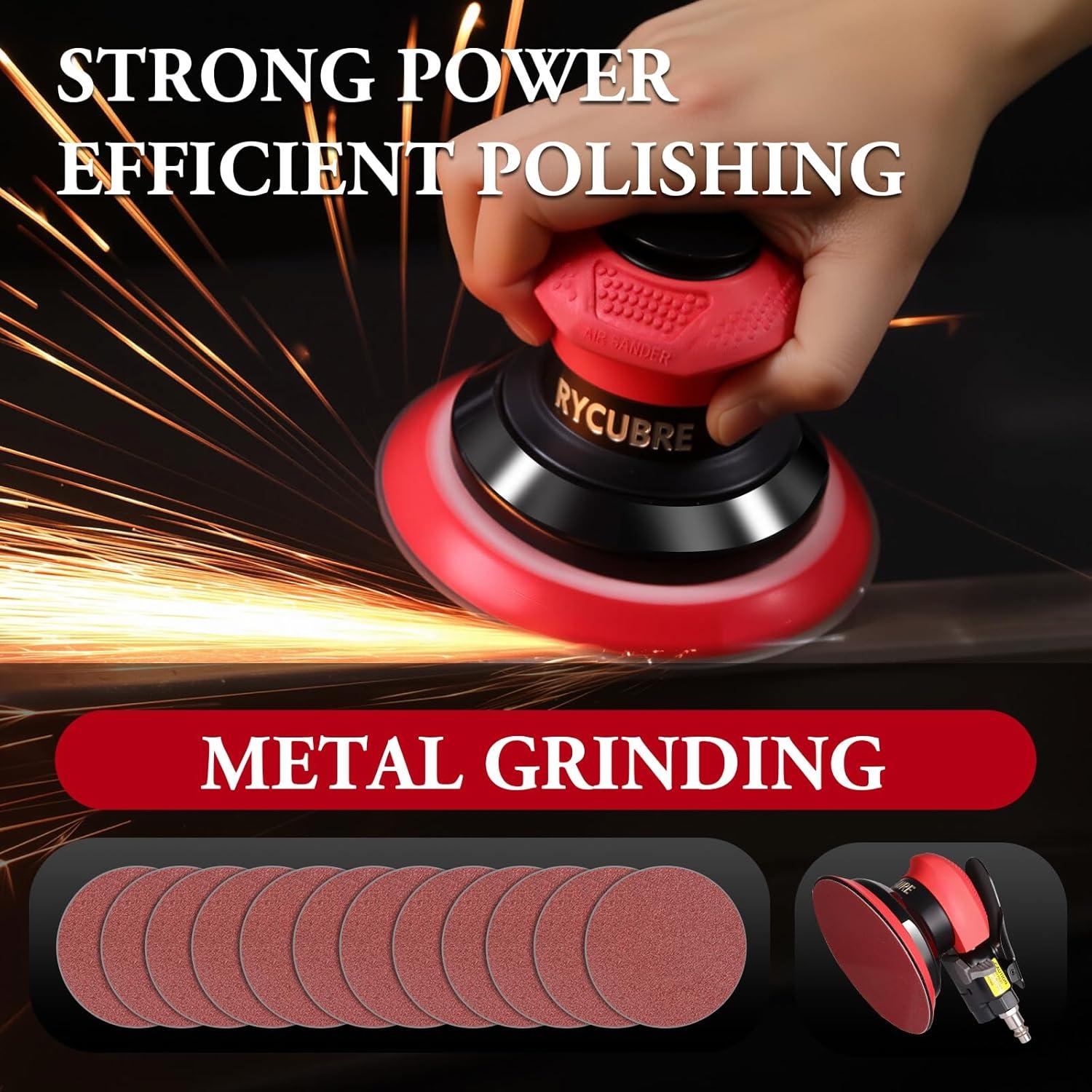 Lijadora Neumática Orbital RYCUBRE 5" con Accesorios