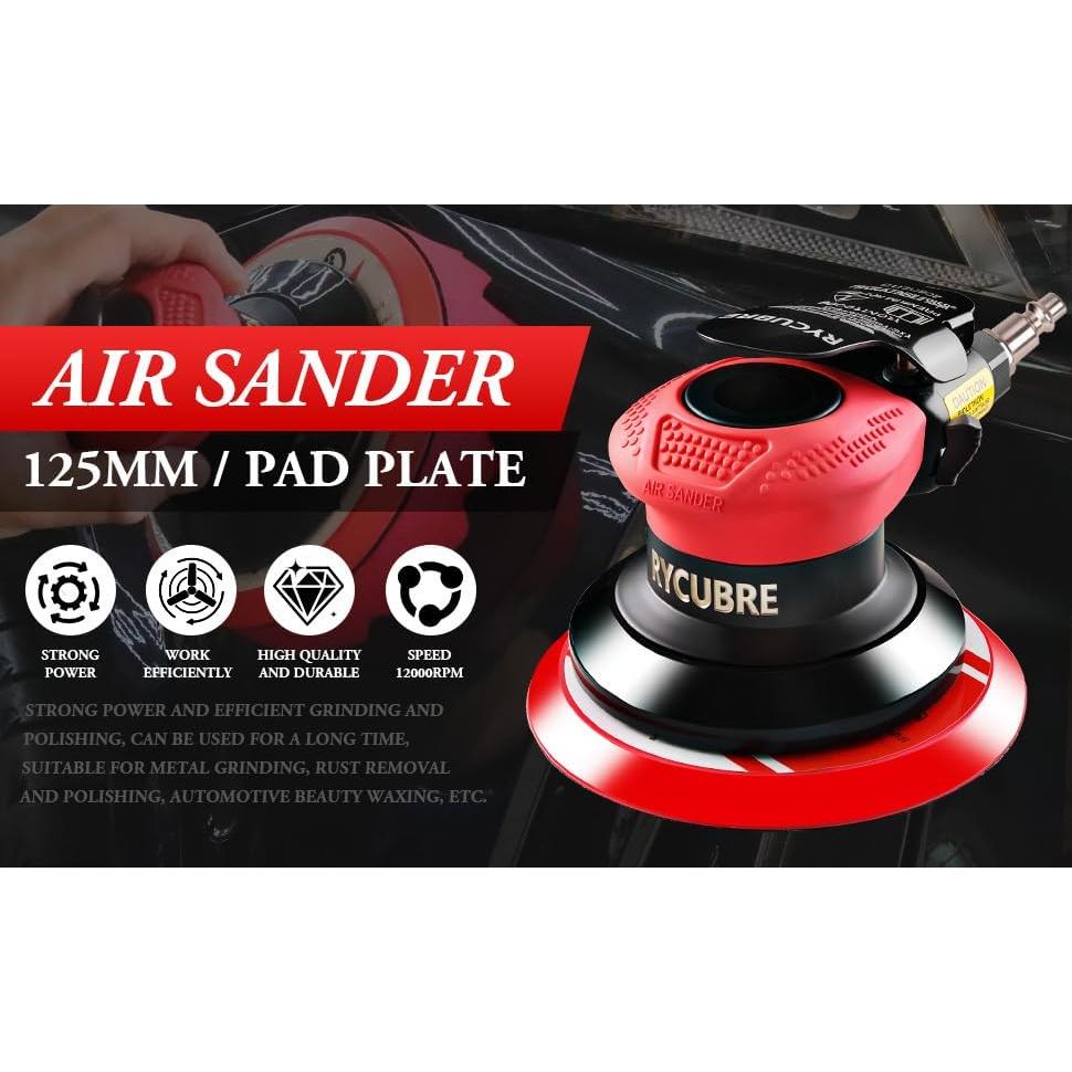 Lijadora Neumática Orbital RYCUBRE 5" con Accesorios