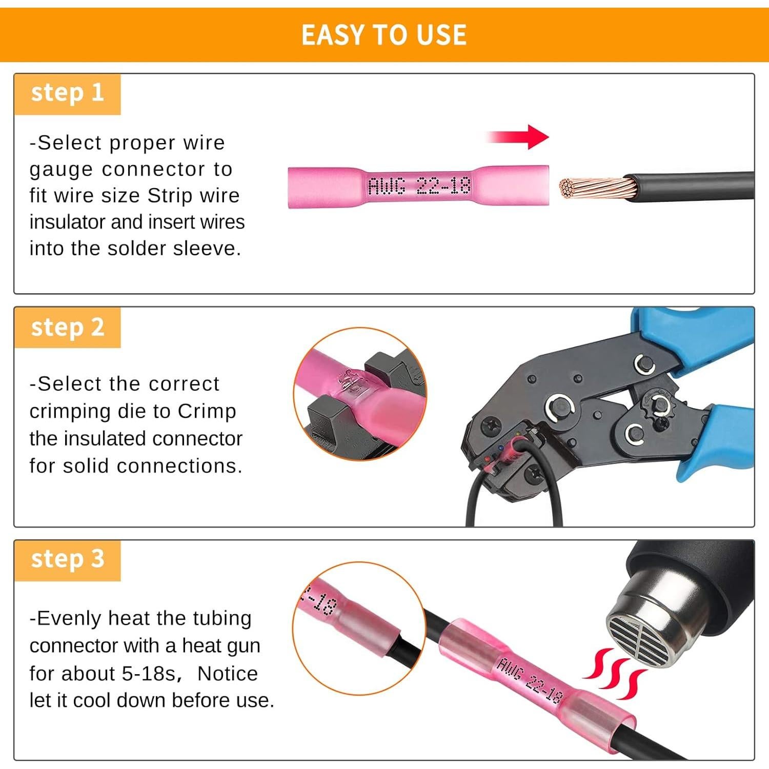 Kit de Conectores de Empalme Termorretráctil SVAAR 210 PCS 26-12 AWG