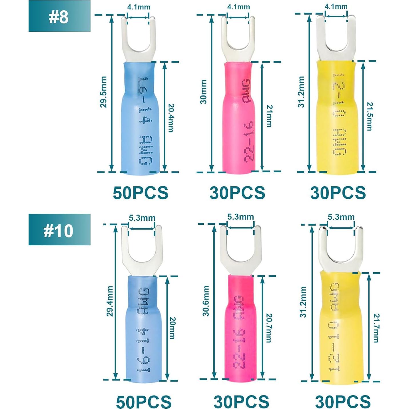 Kit 220PCS Conectores de Horquilla Termoretráctiles ZONBANG