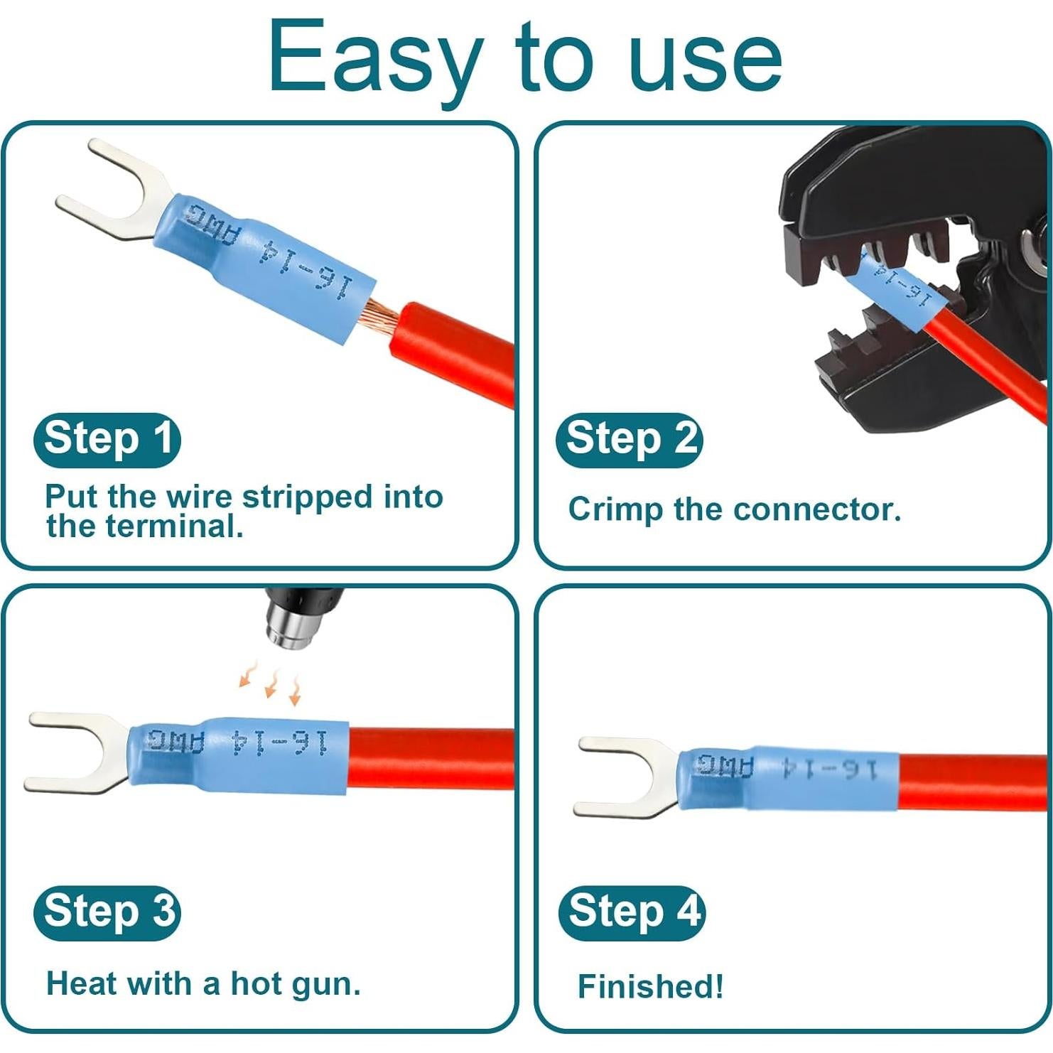 Kit 220PCS Conectores de Horquilla Termoretráctiles ZONBANG