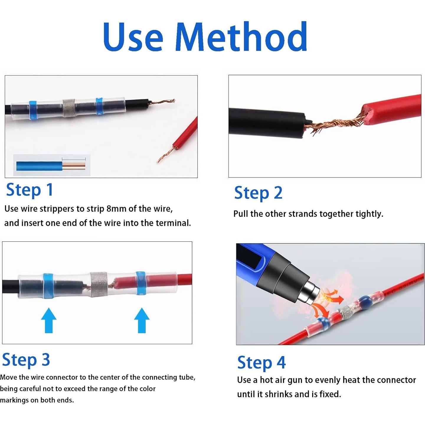 Kit de 100 Conectores de Cable Termocontraíbles ThsGivingStore