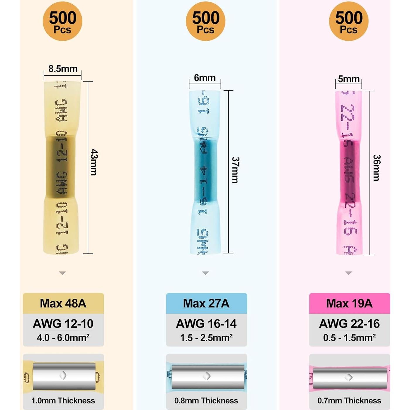 1500 Conectores Termorretráctiles Aislados AccEncyc 16-14 AWG