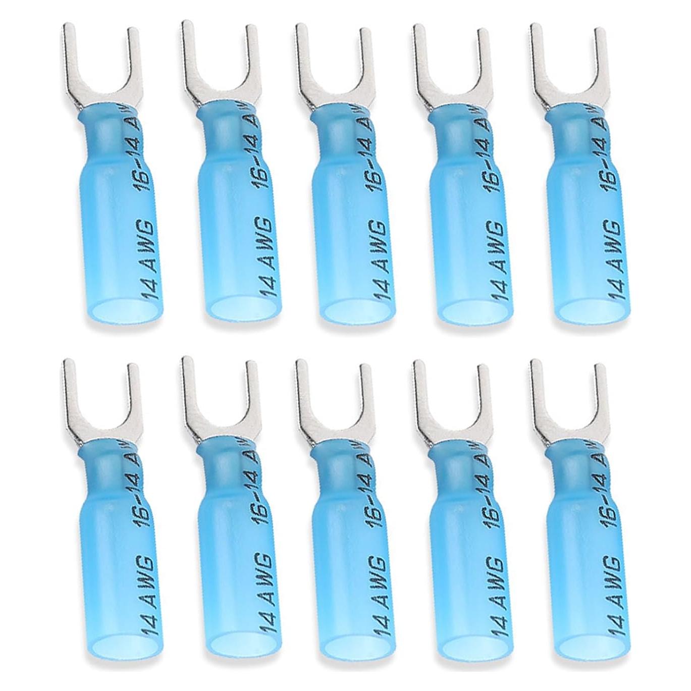 100 Conectores de Horquilla Termocontraíbles Teansic AWG16-14