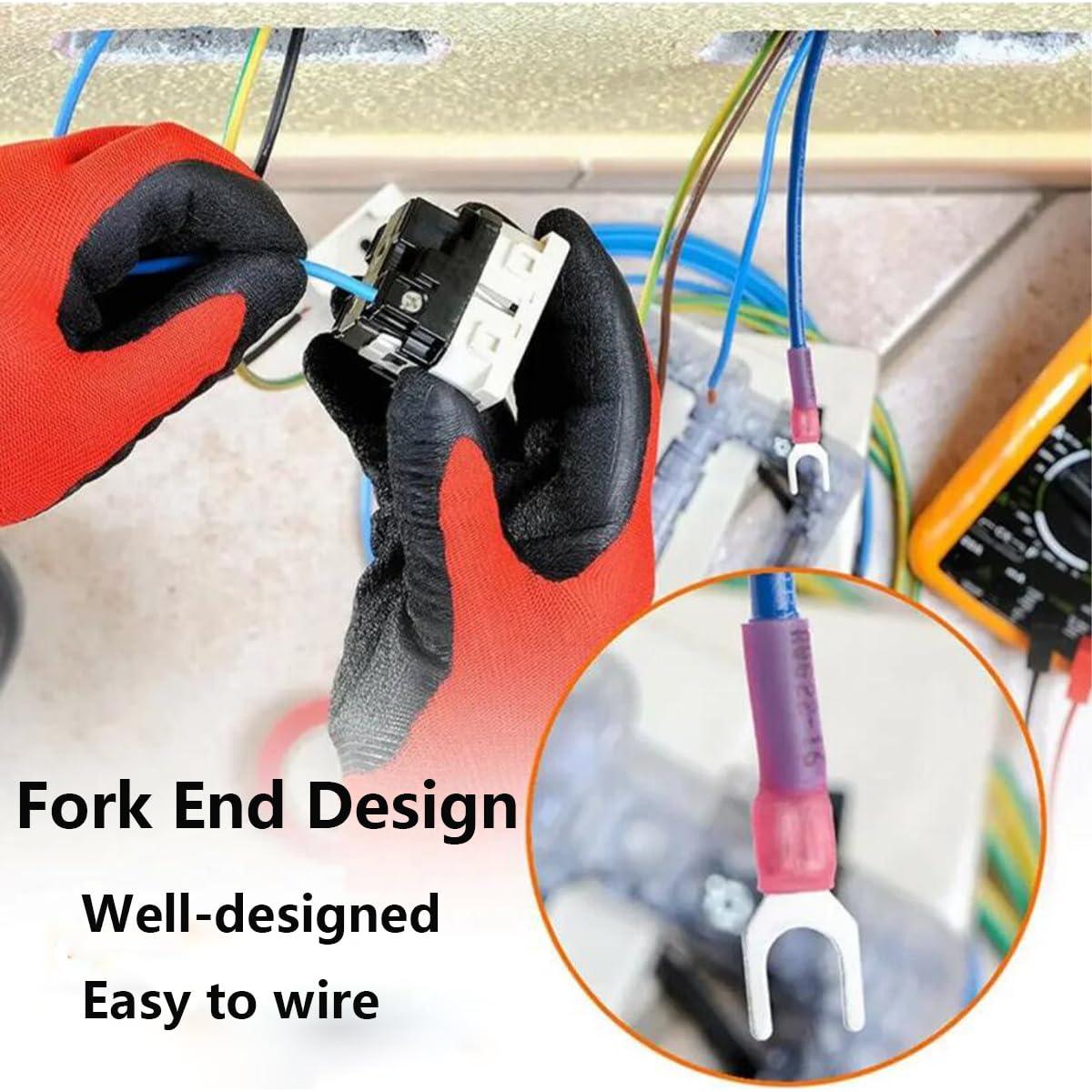 100 Conectores de Horquilla Termocontraíbles Teansic AWG16-14