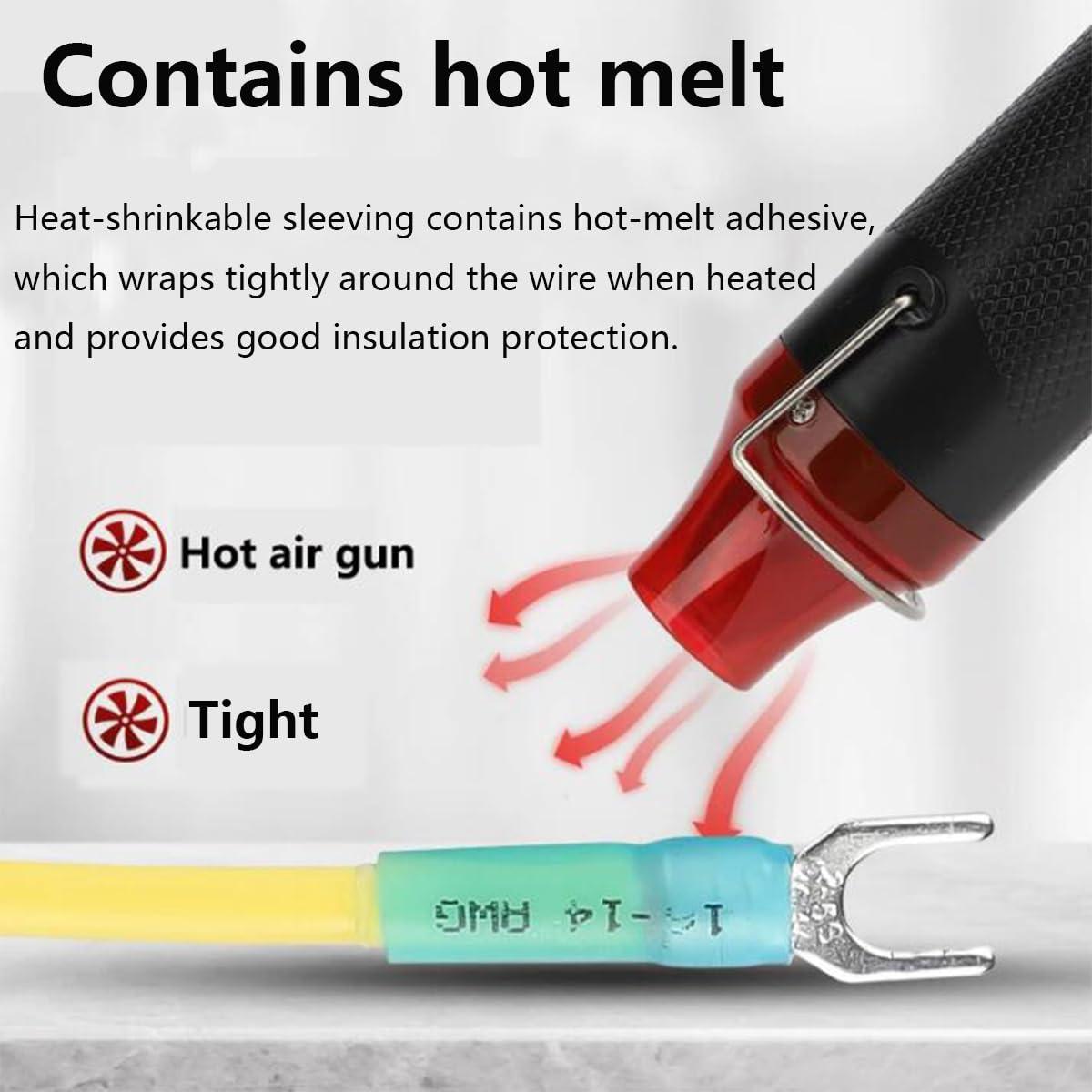 100 Conectores de Horquilla Termocontraíbles Teansic AWG16-14