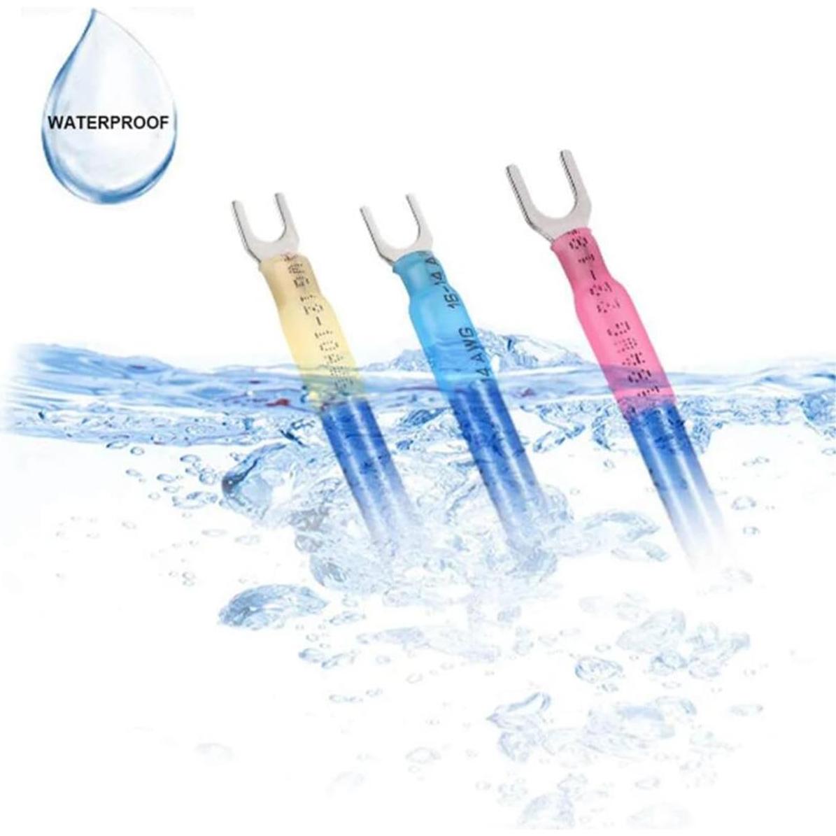 100 Conectores de Horquilla Termocontraíbles Teansic AWG16-14