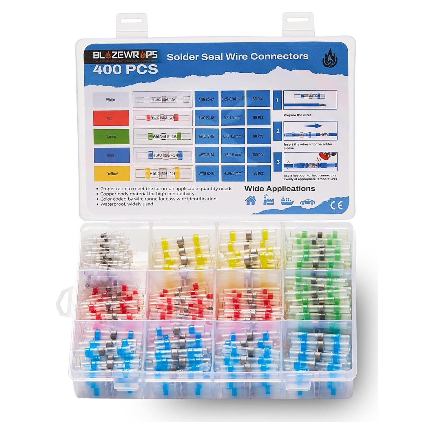 Kit de Conectores de Cable Solder Seal 400PCS Blazewraps