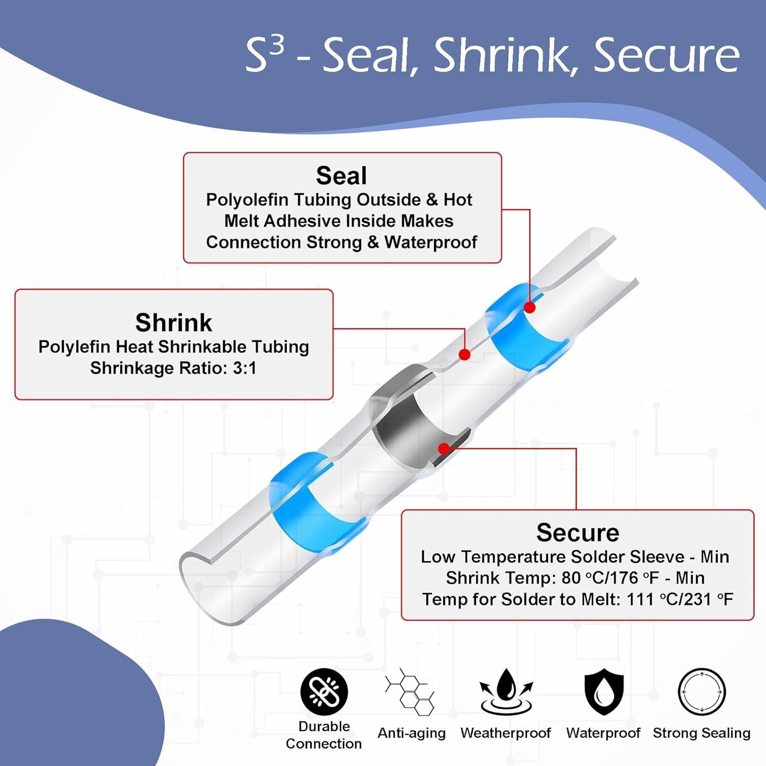 Kit de Conectores de Cable Solder Seal 400PCS Blazewraps