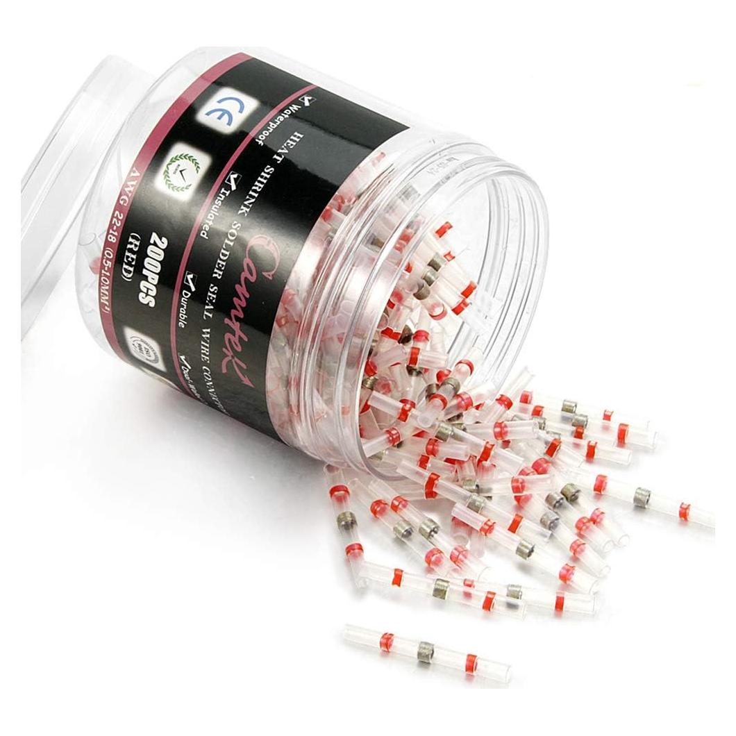 200 Conectores de Cable Termocontraíbles Camtek Rojo 22-18 AWG