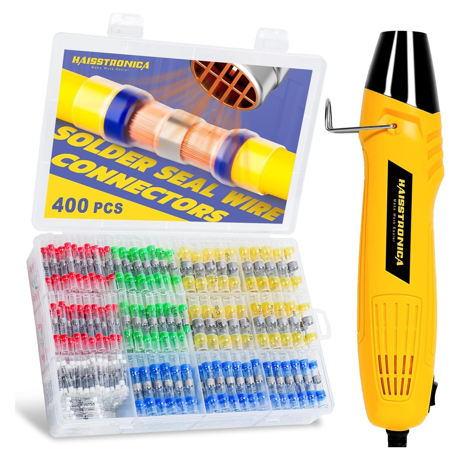 Kit de Conectores de Cable Haisstronica 400PCS con Pistola de Calor