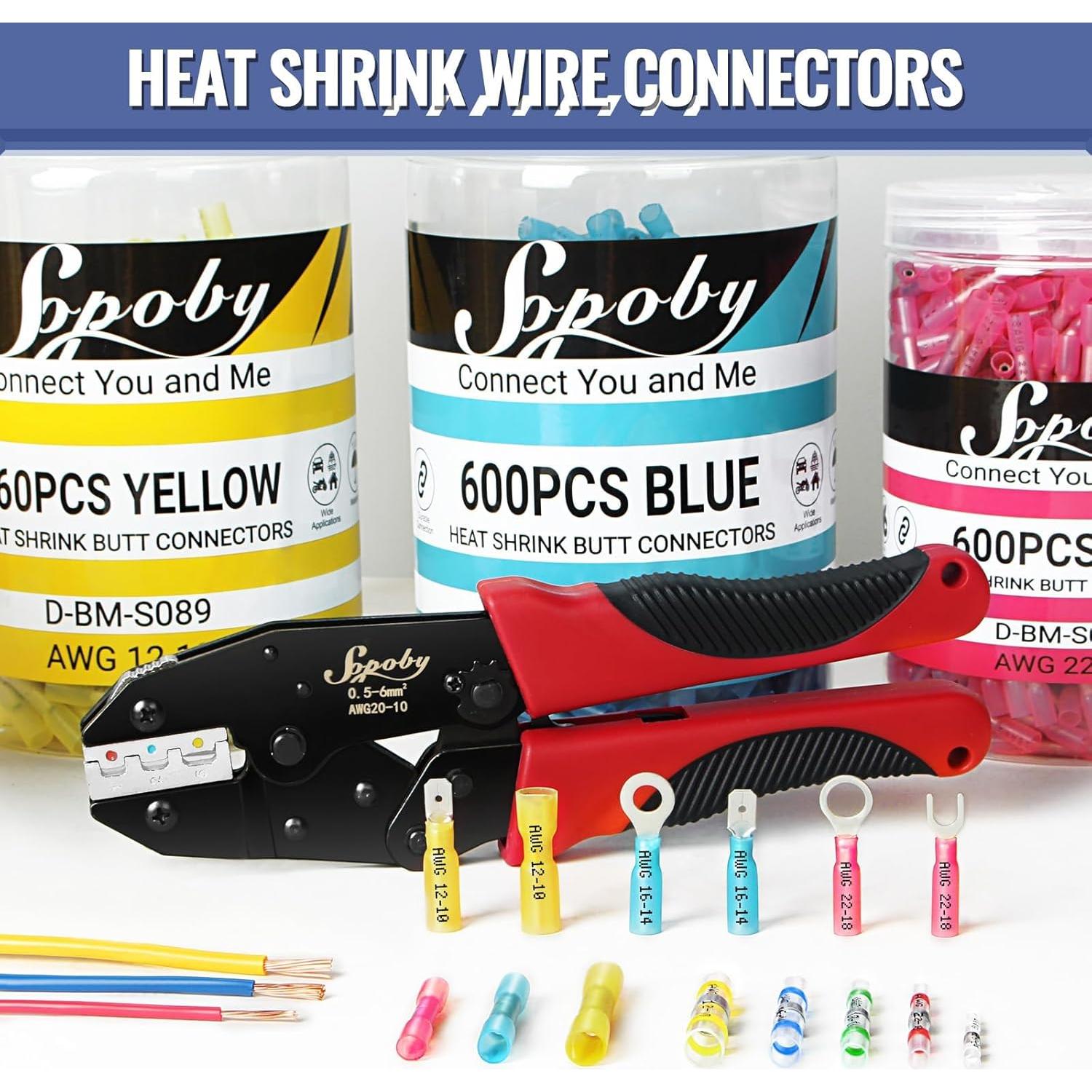 Conectores de Empalme Termocontraíbles Sopoby 600PCS Azul 16-14 AWG