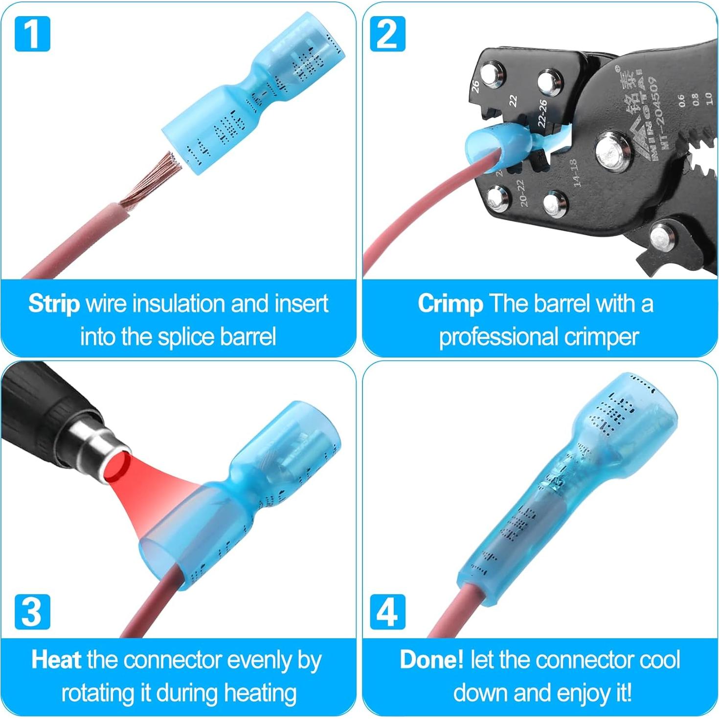 100 Conectores Rápidos Térmicos Impermeables VAMRONE 16-14 AWG