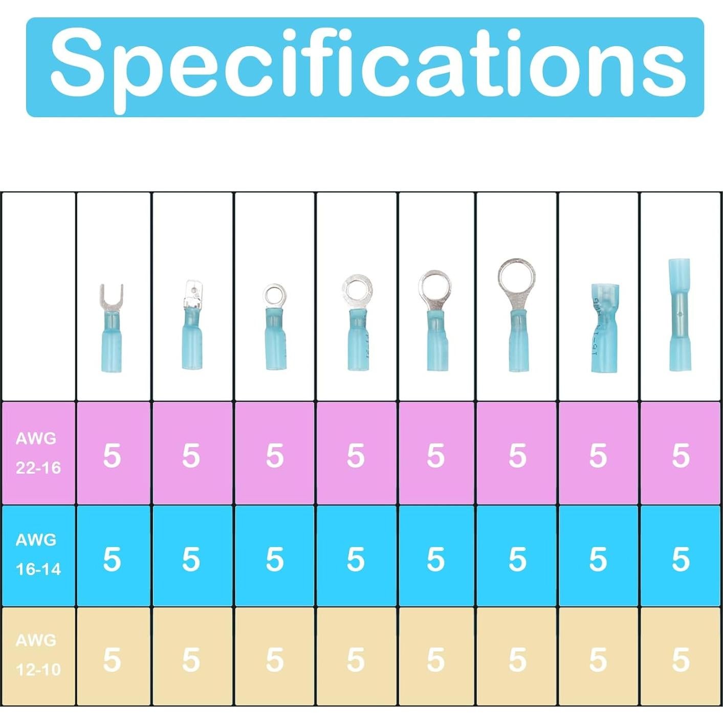Kit de 120 Conectores Eléctricos Rápidos 22-10 AWG 16 Gauge