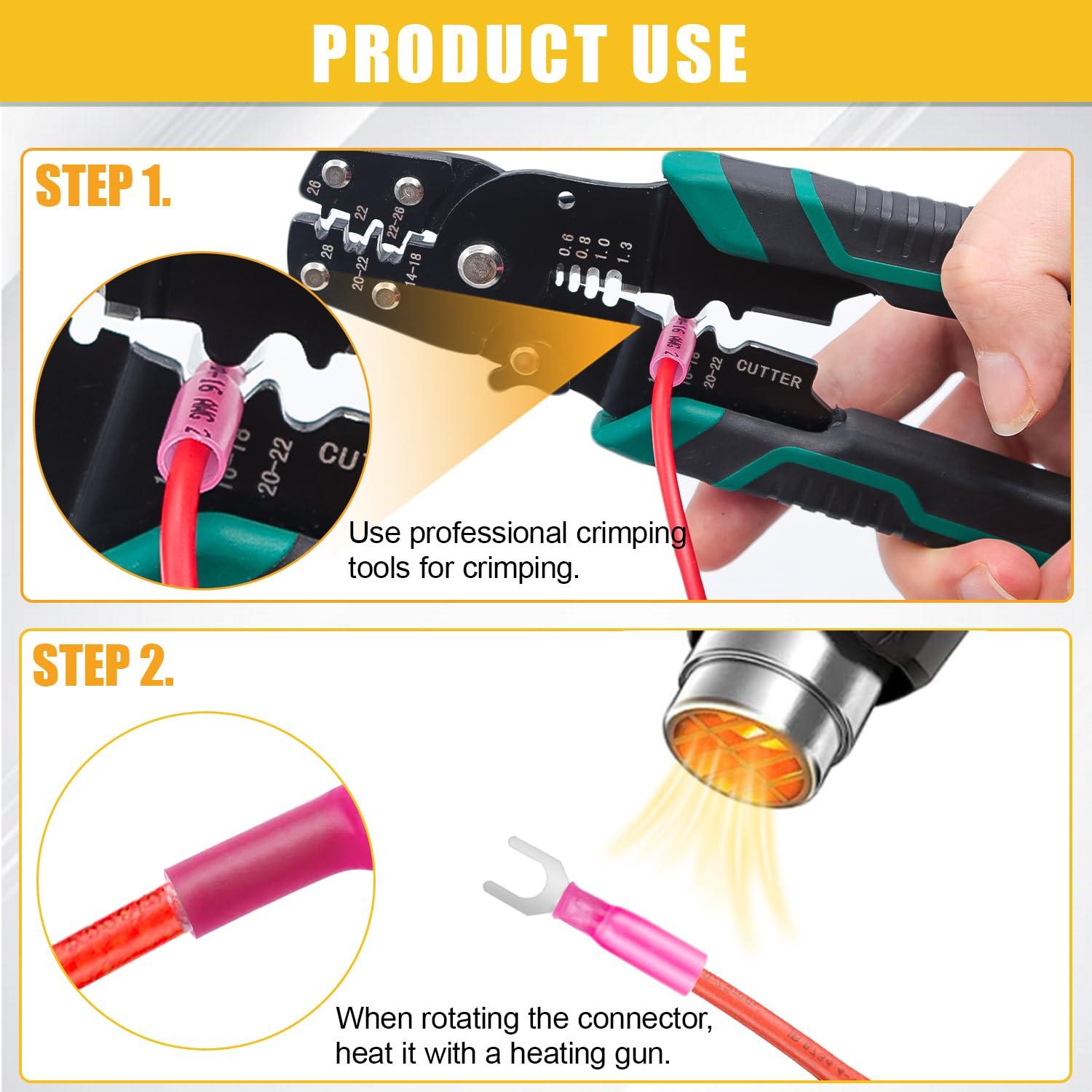 Conectores de Espiga Termorretráctil Twidec 100PCS AWG 22-10