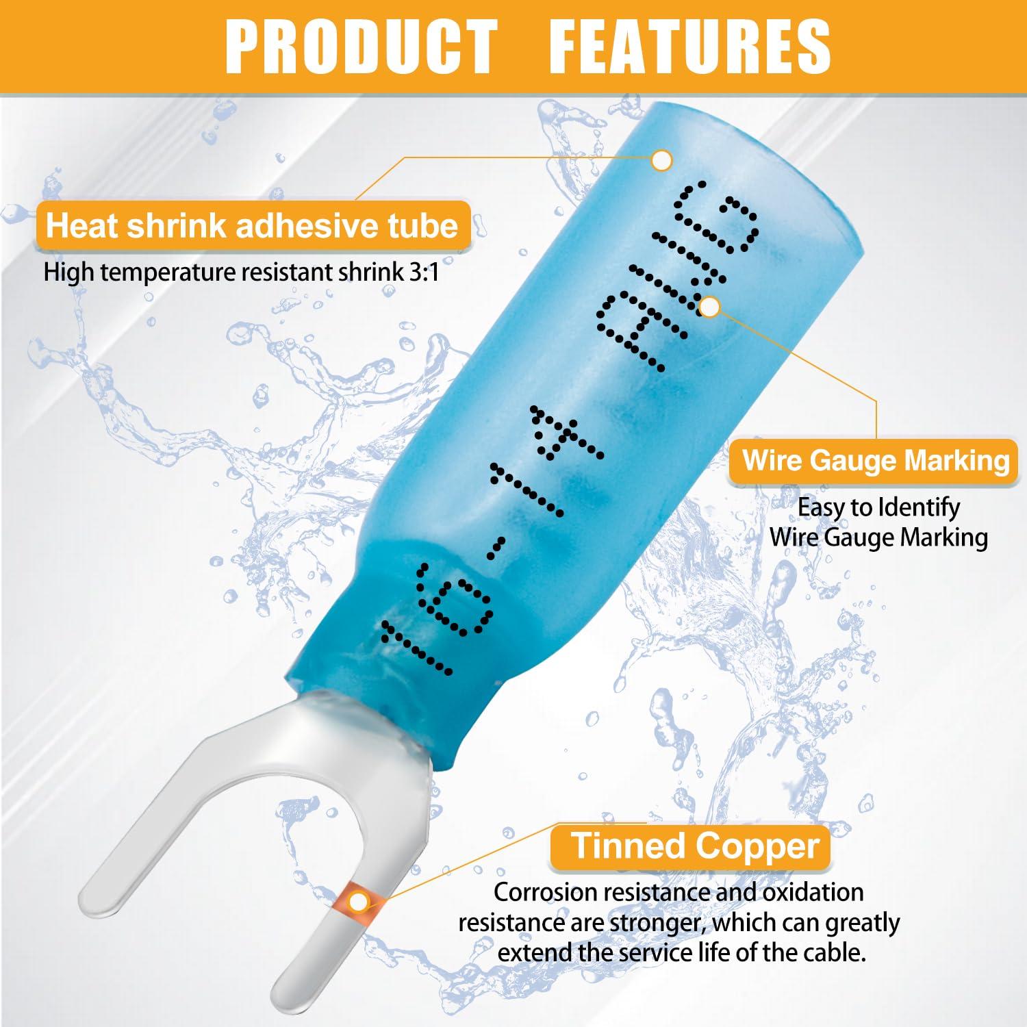 Conectores de Espiga Termorretráctil Twidec 100PCS AWG 22-10