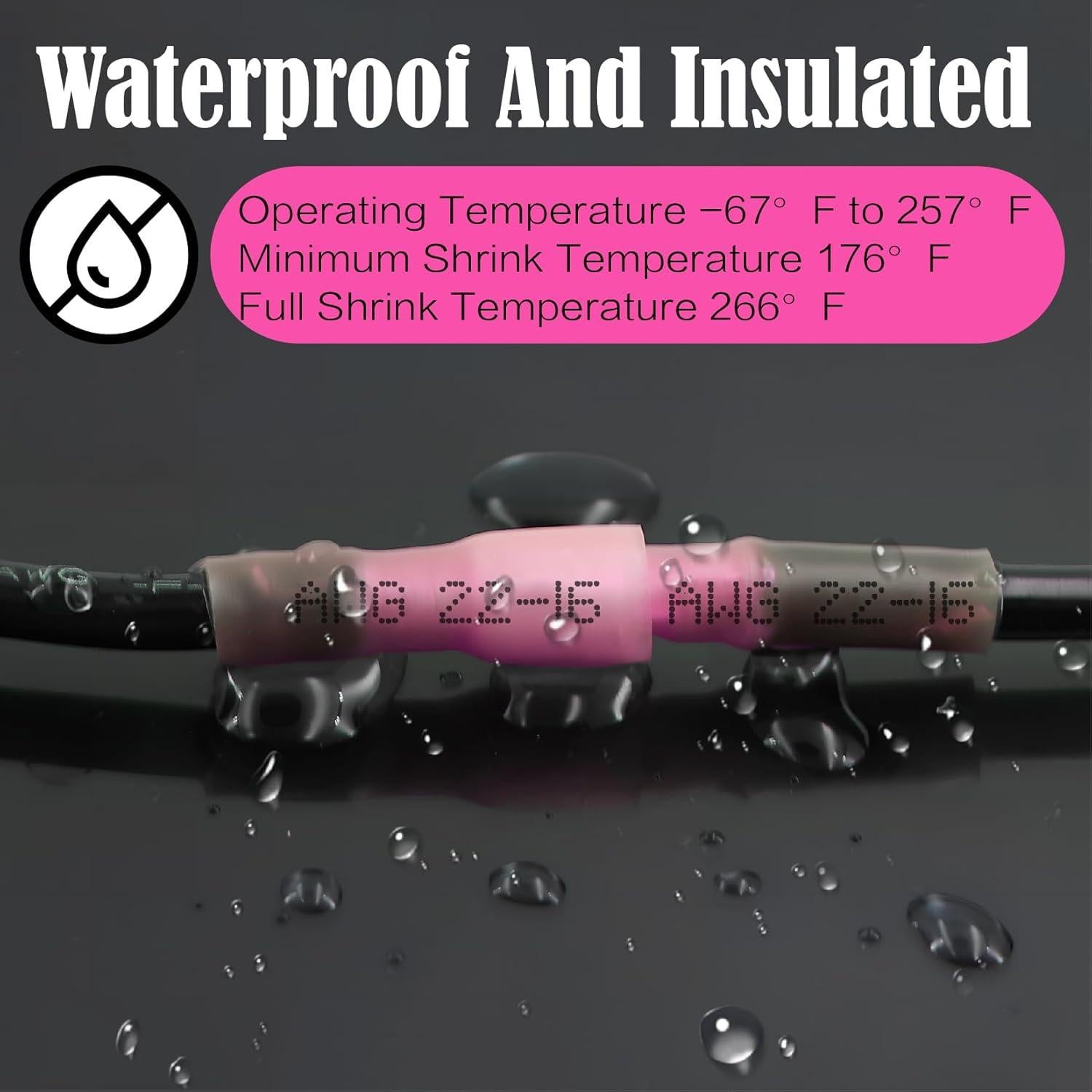 Kit 150 Conectores de Bala Termocontraíbles Xaugiry AWG22-16