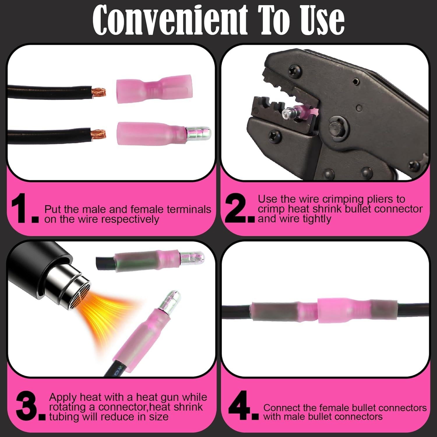Kit 150 Conectores de Bala Termocontraíbles Xaugiry AWG22-16