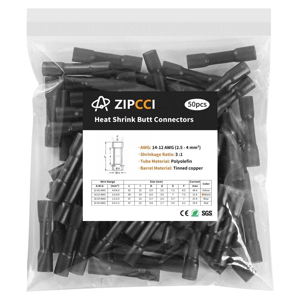 Conectores de extremo termocontracción ZIPCCI 14-12 AWG 50 piezas