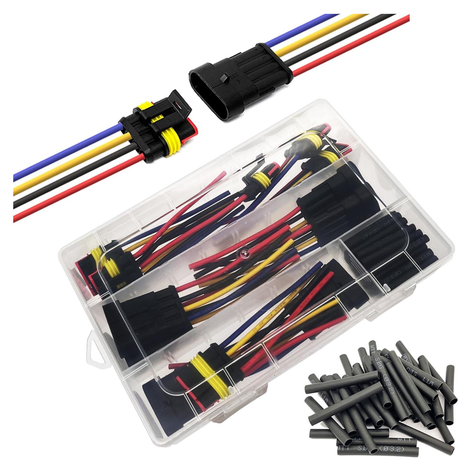 Kit de Conectores Eléctricos a Prueba de Agua 4 Pines Twippo 16 AWG