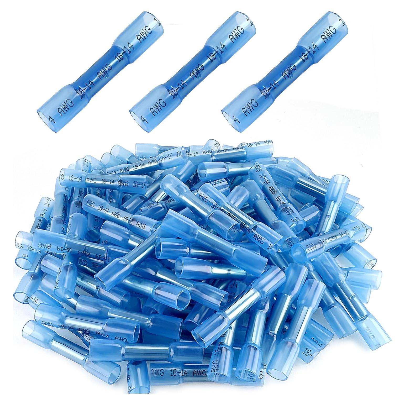 Conectores de Crimpado Termorretráctil 100Pcs Azul 16-14 AWG