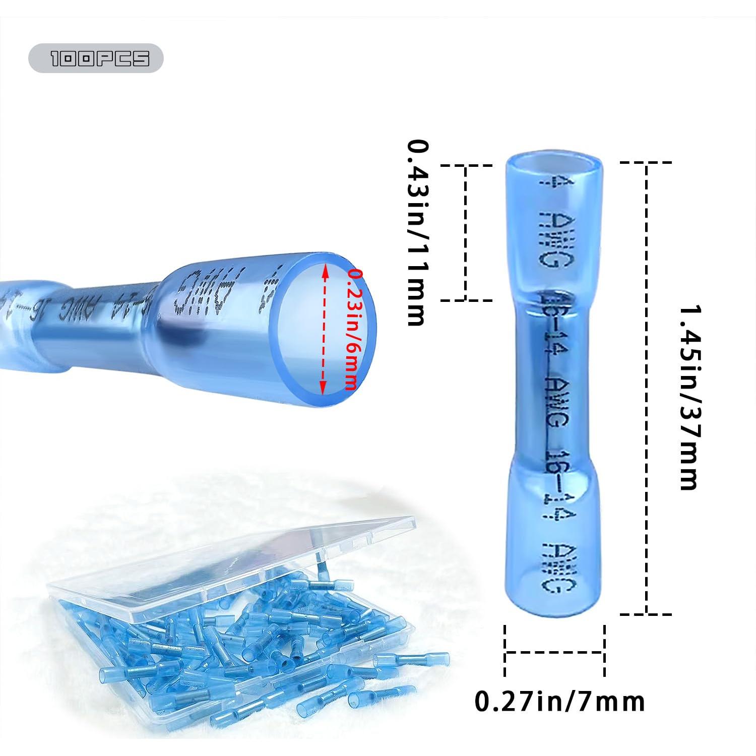 Conectores de Crimpado Termorretráctil 100Pcs Azul 16-14 AWG