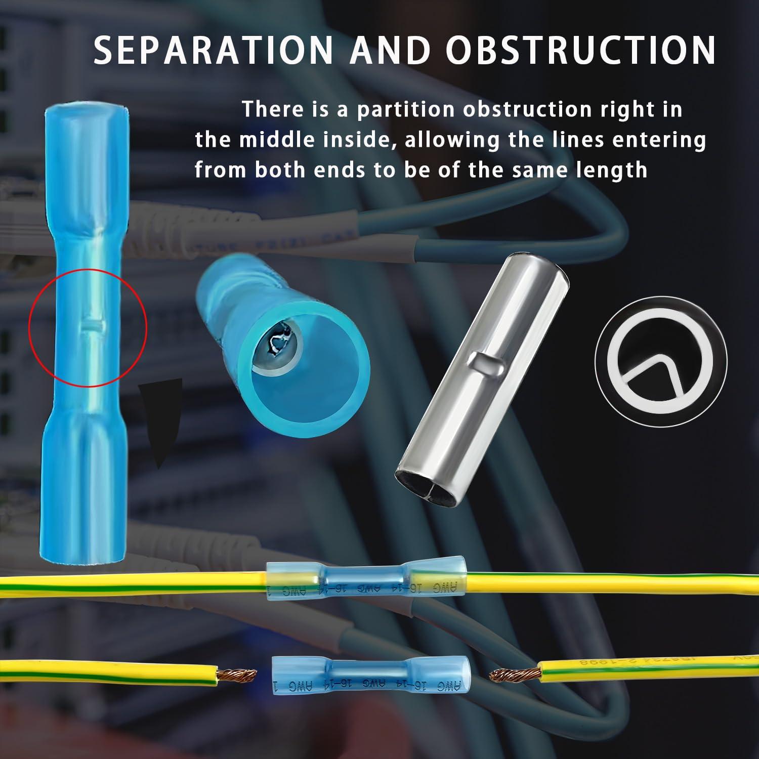 Conectores de Crimpado Termorretráctil 100Pcs Azul 16-14 AWG