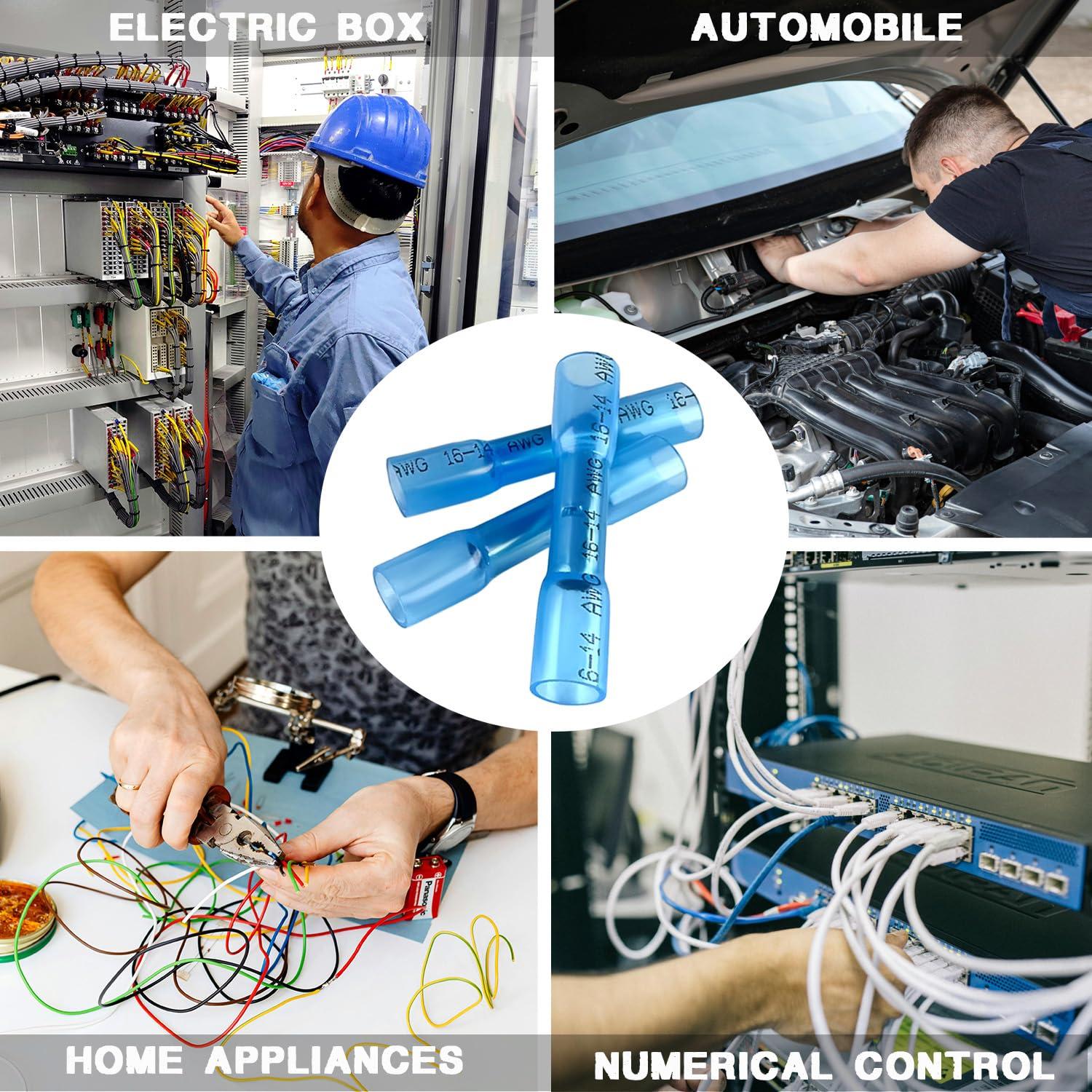 Conectores de Crimpado Termorretráctil 100Pcs Azul 16-14 AWG